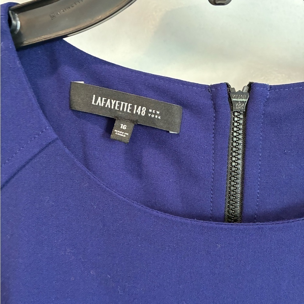 Lafayette 148 New York royal purple cap sleeve sheath pencil dress size 16 - Picture 4 of 6